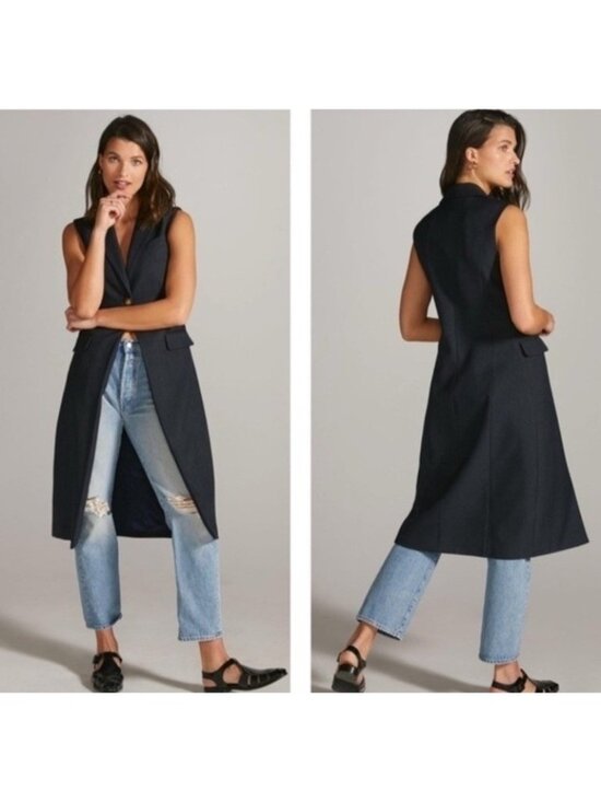Anthropologie Jackets & Blazers - MARE MARE X ANTHROPOLOGIE Women’s Small Navy/Marin Long-line Button Dressy Vest